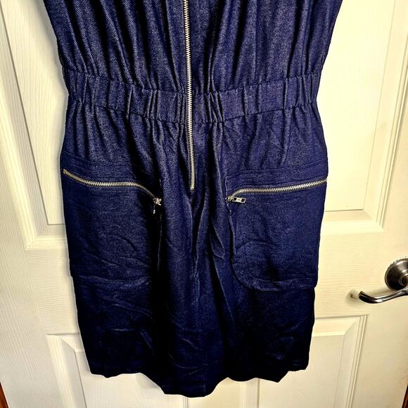 Saint Tropez West Sleeveless Dress with Zippered Pockets Gathered Waist S12 - Picture 4 of 7